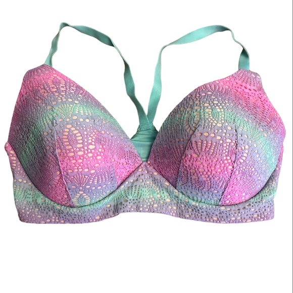 Mermaid Lace Victoria’s Secret Wireless Body By Victoria Lounge Bra 36DD - Picture 1 of 4